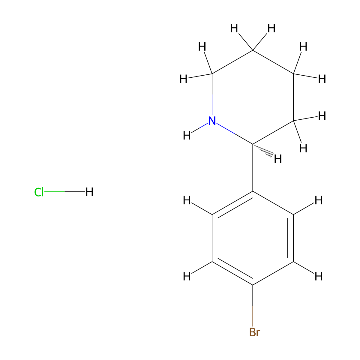 (S)-2-(4-Bromophenyl)piperidine hydrochloride molecular structure, CAS 1391410-27-7