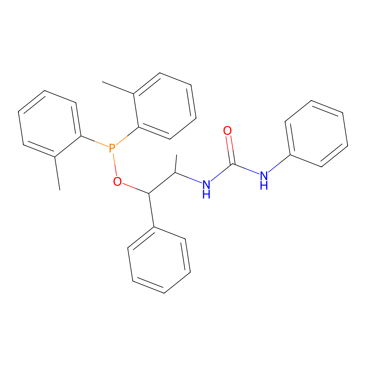 1-[1-Bis(2-methylphenyl)phosphanyloxy-1-phenylpropan-2-yl]-3-phenylurea molecular structure, CAS 1391410-56-2