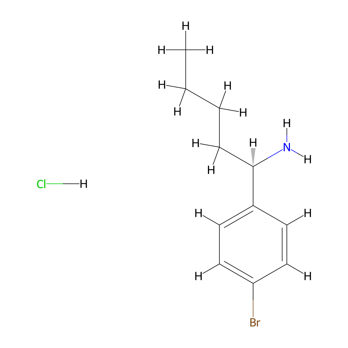 (R)-1-(4-bromophenyl)pentan-1-amine hydrochloride molecular structure, CAS 1391414-30-4