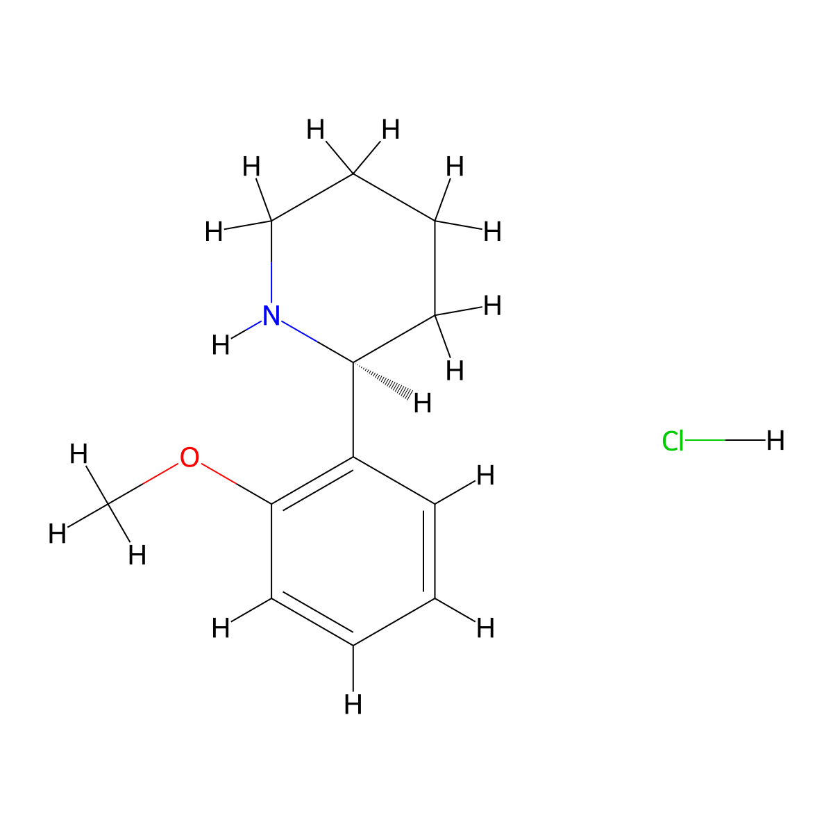 (S)-2-(2-Methoxyphenyl)piperidine hydrochloride molecular structure, CAS 1391417-03-0
