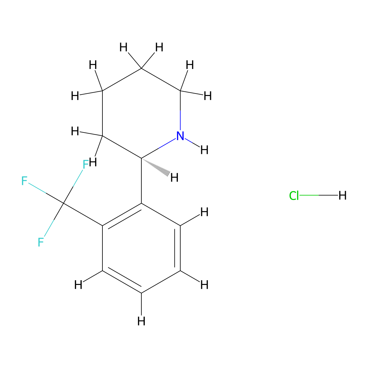 (R)-2-(2-(Trifluoromethyl)phenyl)piperidine hydrochloride molecular structure, CAS 1391417-19-8