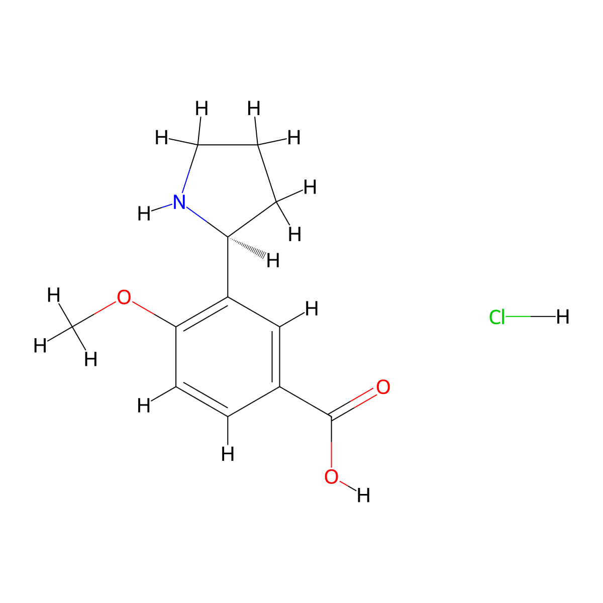 (S)-4-Methoxy-3-(pyrrolidin-2-yl)benzoic acid hydrochloride molecular structure, CAS 1391419-55-8