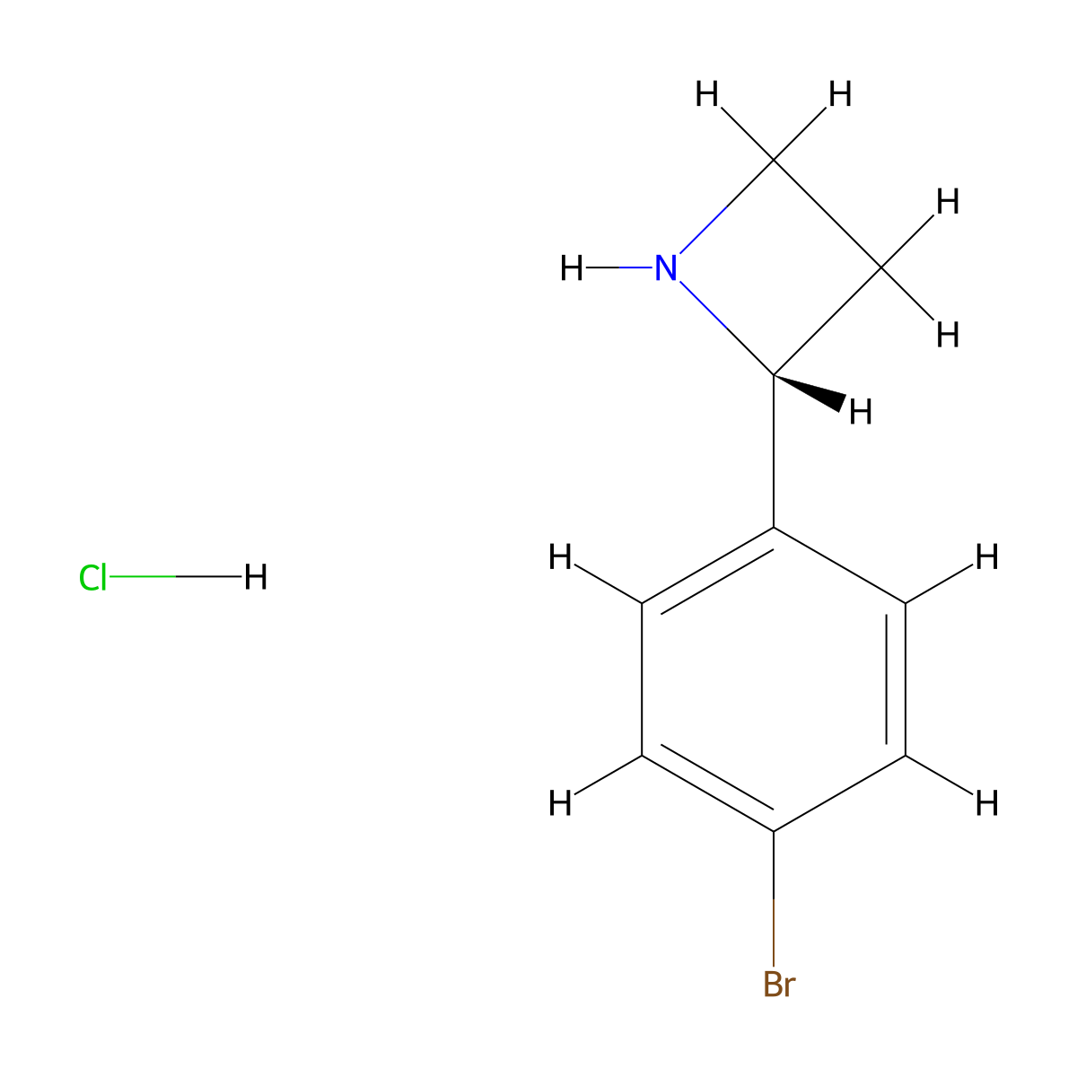 (2R)-2-(4-Bromophenyl)azetidine hydrochloride molecular structure, CAS 1391422-99-3
