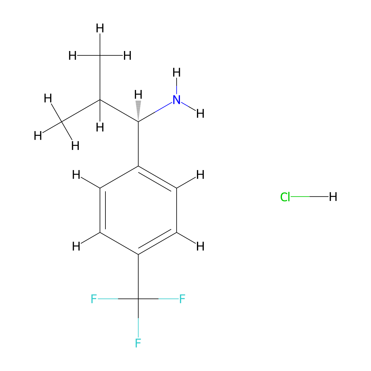 (R)-2-Methyl-1-(4-(trifluoromethyl)phenyl)propan-1-amine hydrochloride molecular structure, CAS 1391423-72-5