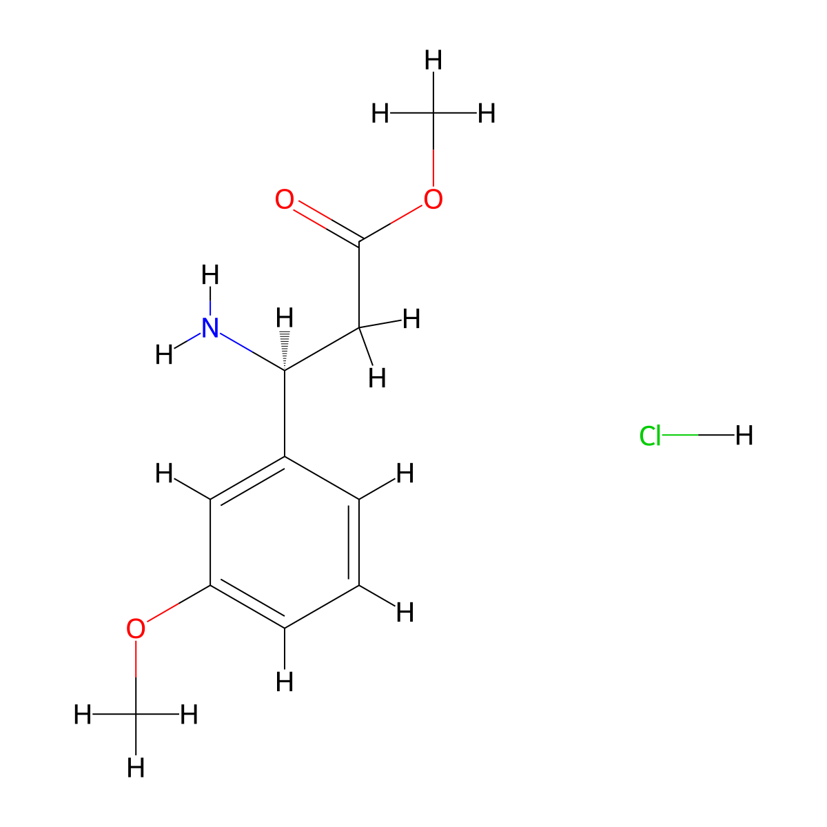 Methyl (3S)-3-amino-3-(3-methoxyphenyl)propanoate hydrochloride molecular structure, CAS 1391426-59-7