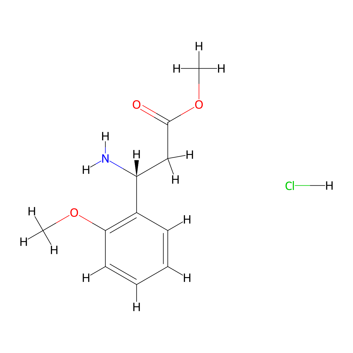 (R)-Methyl 3-amino-3-(2-methoxyphenyl)propanoate hydrochloride molecular structure, CAS 1391426-73-5