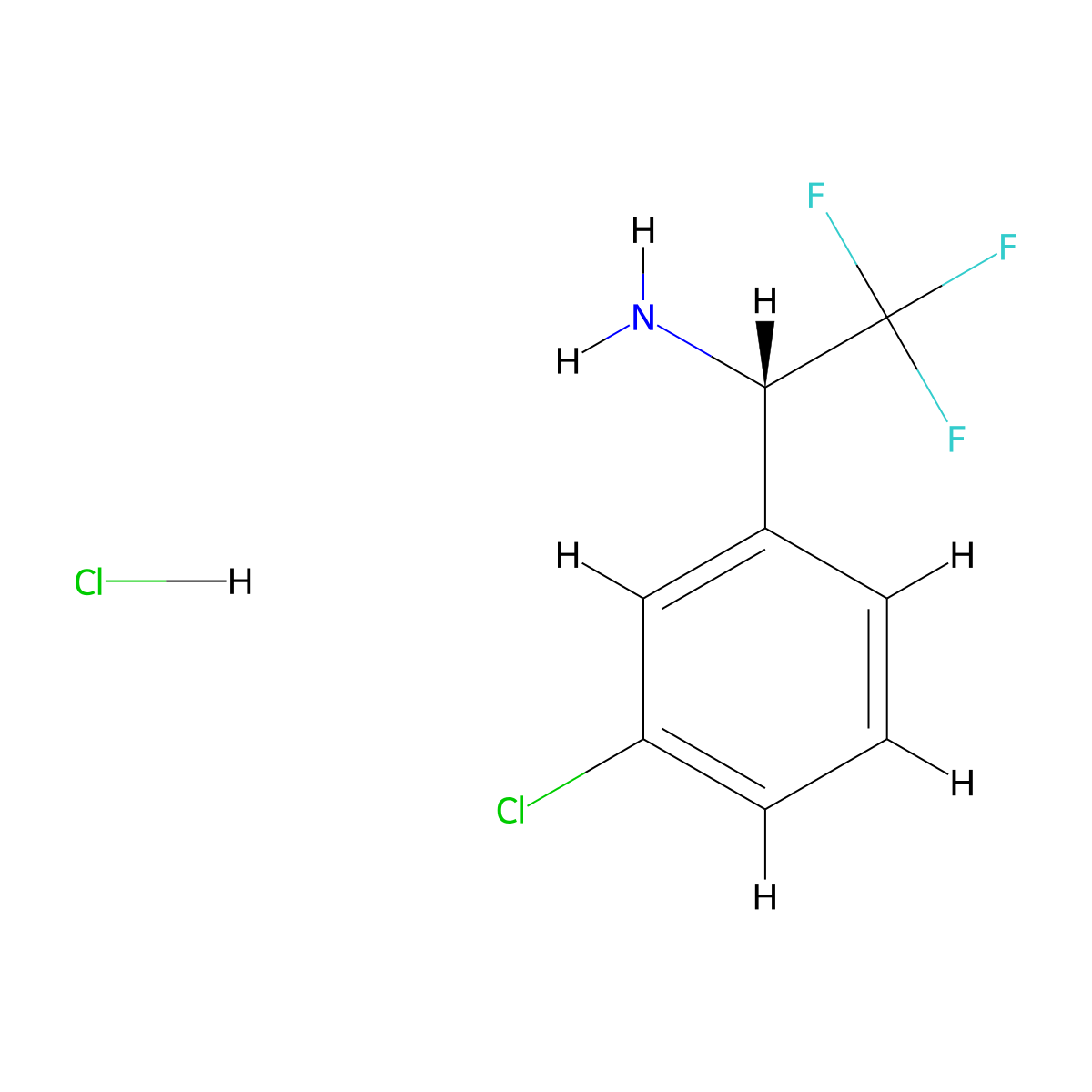 (S)-1-(3-Chlorophenyl)-2,2,2-trifluoroethanamine hydrochloride molecular structure, CAS 1391426-98-4