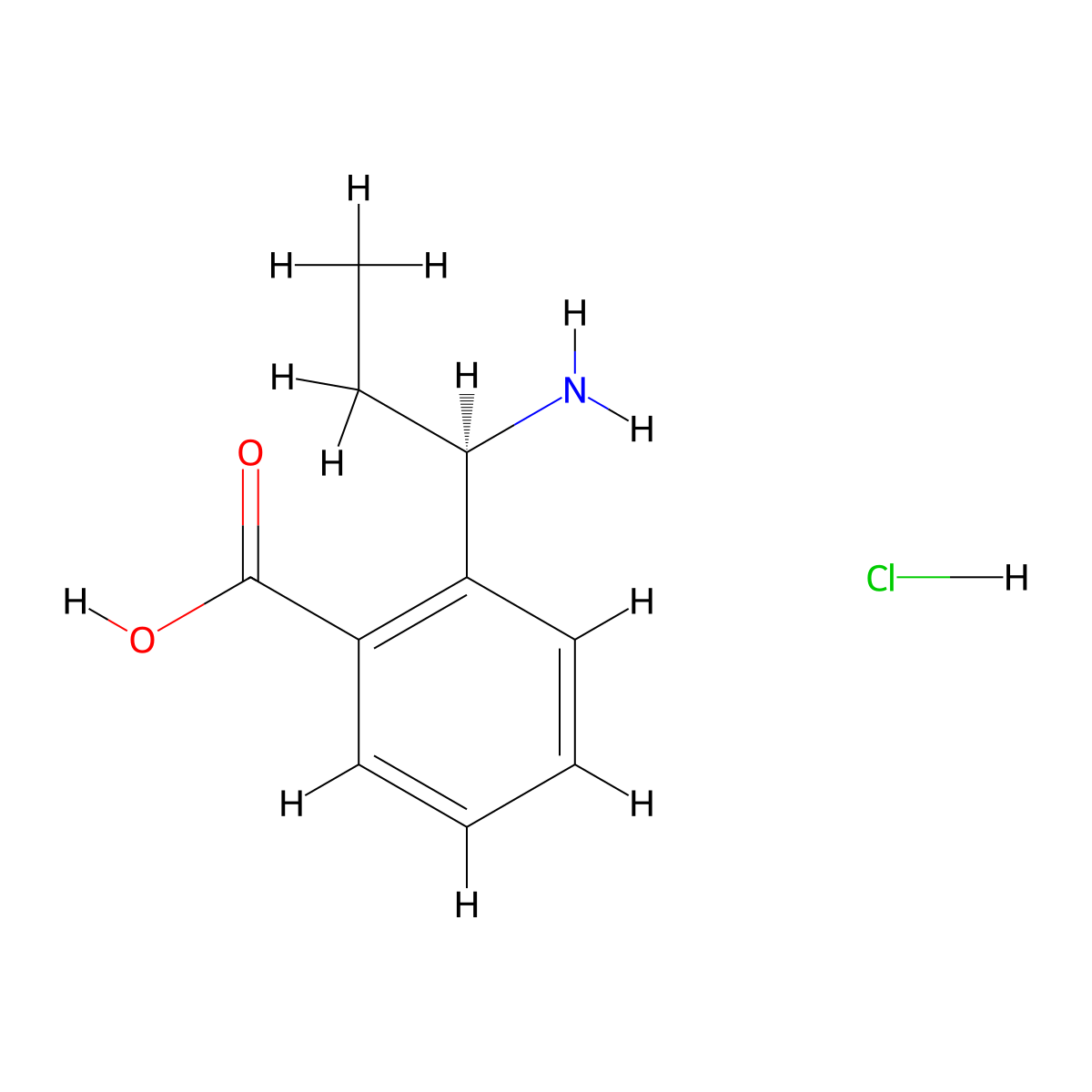 2-[(1R)-1-Aminopropyl]benzoic acid hydrochloride molecular structure, CAS 1391431-01-8