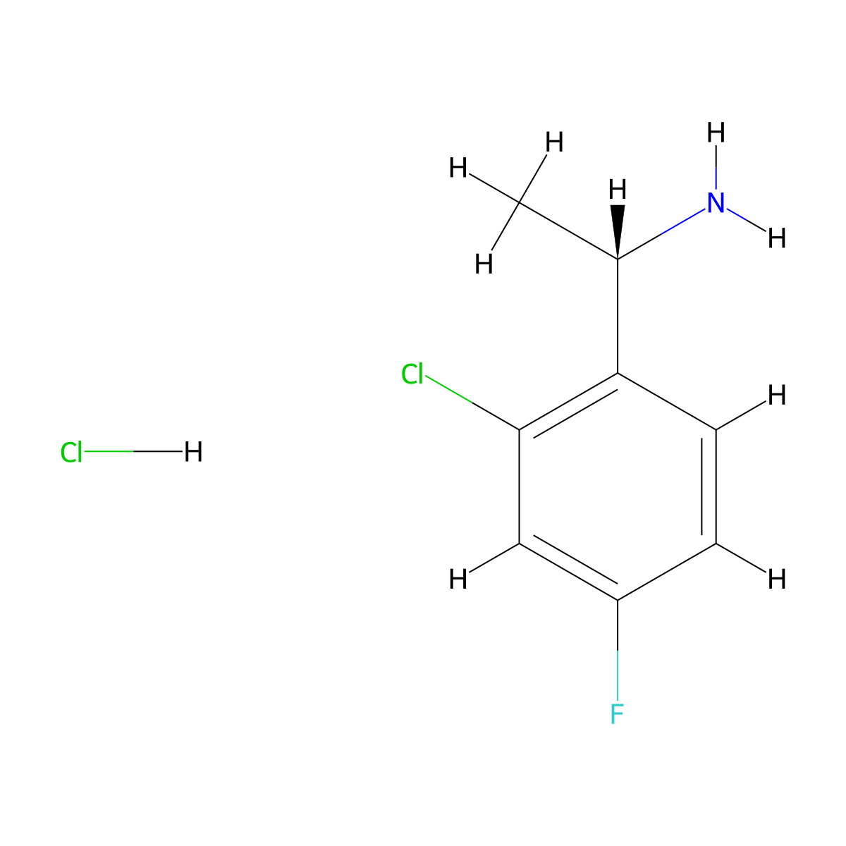(1S)-1-(2-chloro-4-fluorophenyl)ethan-1-amine hydrochloride molecular structure, CAS 1391433-36-5