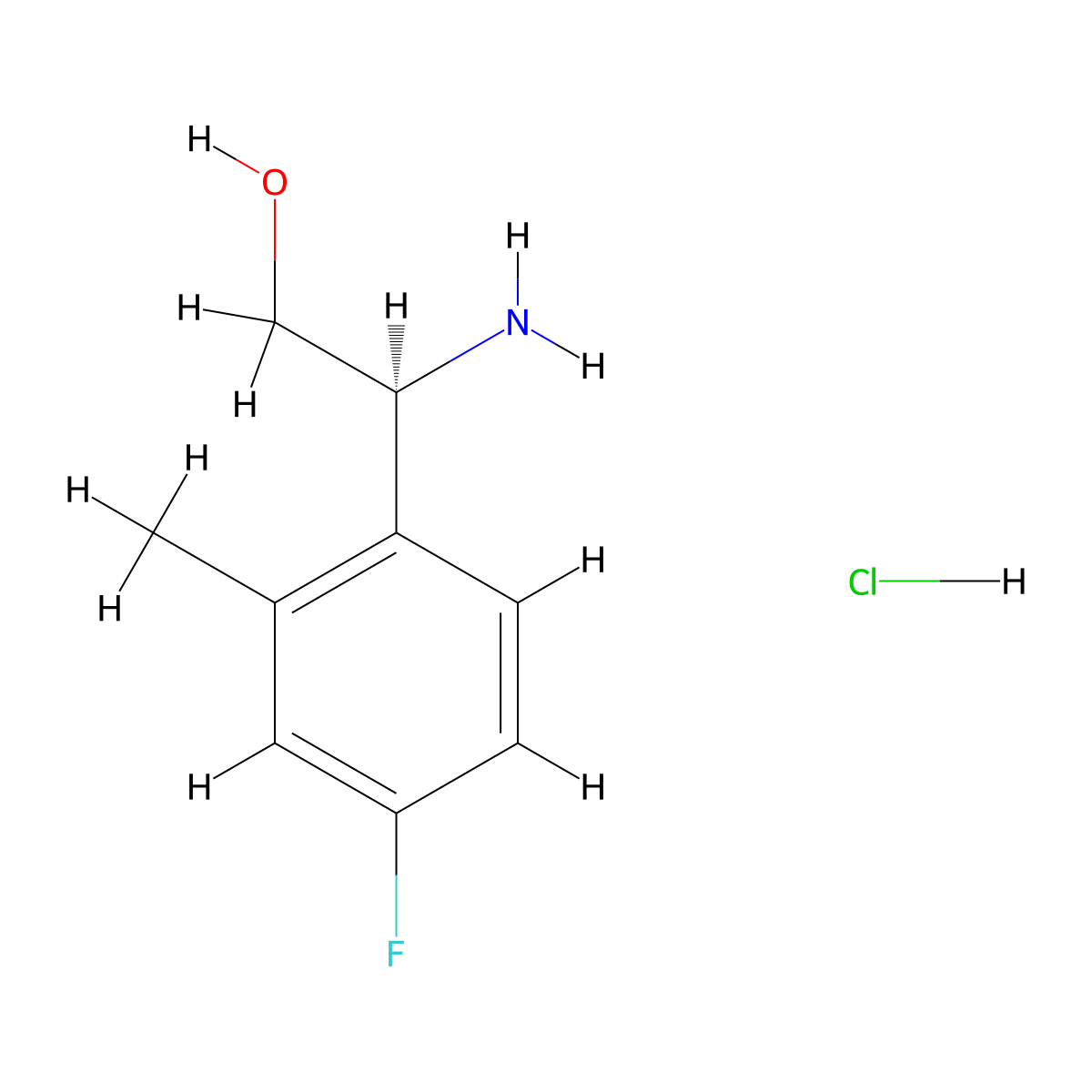 (S)-2-Amino-2-(4-fluoro-2-methylphenyl)ethan-1-OL hcl molecular structure, CAS 1391434-75-5