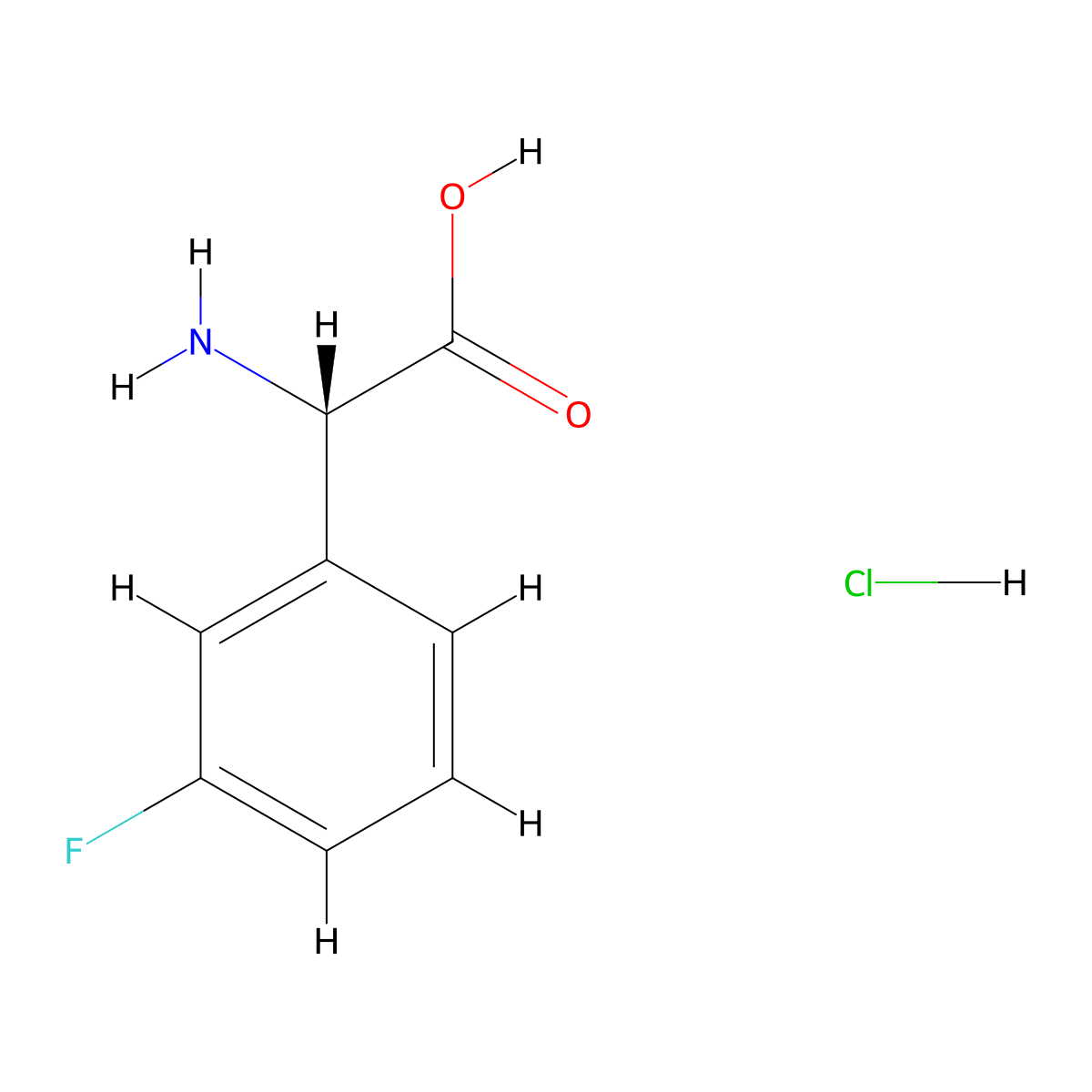 (2S)-2-Amino-2-(3-fluorophenyl)acetic acid hydrochloride molecular structure, CAS 1391435-51-0