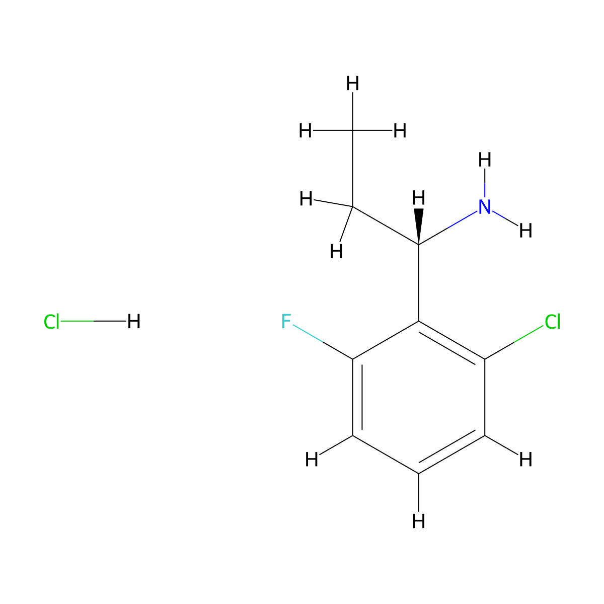(1S)-1-(2-Chloro-6-fluorophenyl)propan-1-amine hydrochloride molecular structure, CAS 1391435-53-2