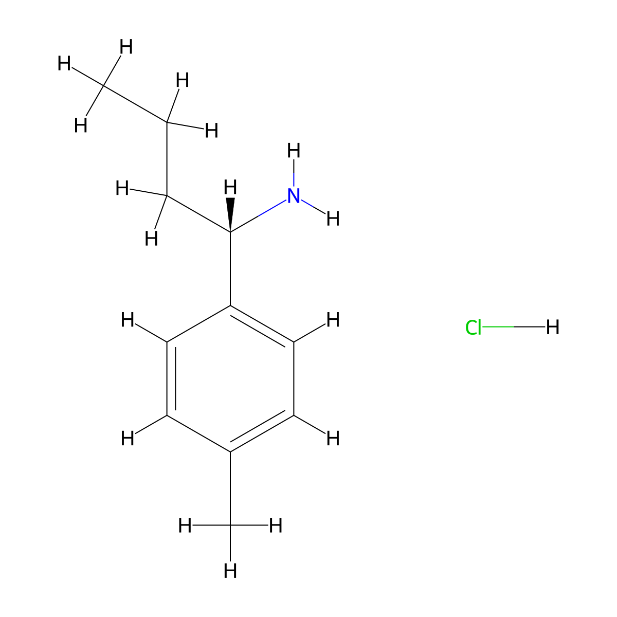 (S)-1-(p-Tolyl)butan-1-amine hydrochloride molecular structure, CAS 1391435-90-7