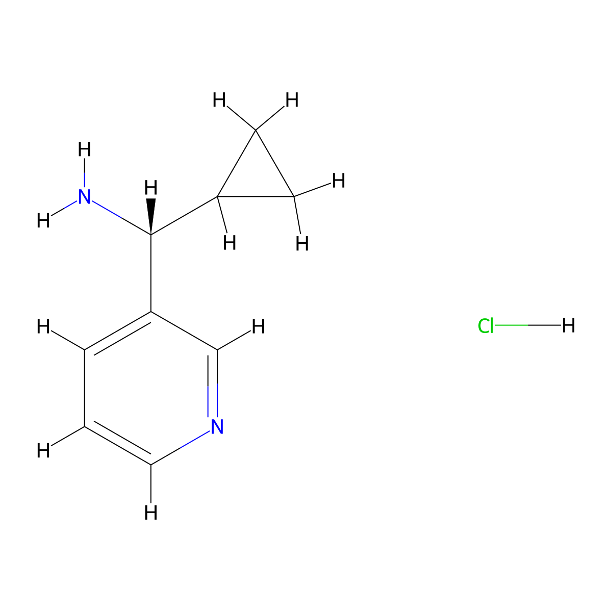 (R)-Cyclopropyl(pyridin-3-yl)methanamine hydrochloride molecular structure, CAS 1391436-02-4