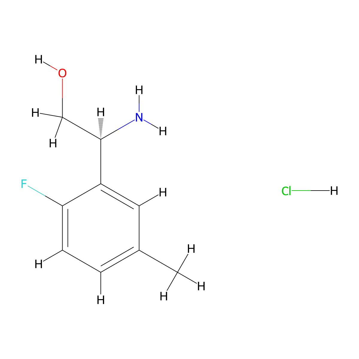 (S)-2-Amino-2-(2-fluoro-5-methylphenyl)ethan-1-ol (hydrochloride) molecular structure, CAS 1391436-82-0