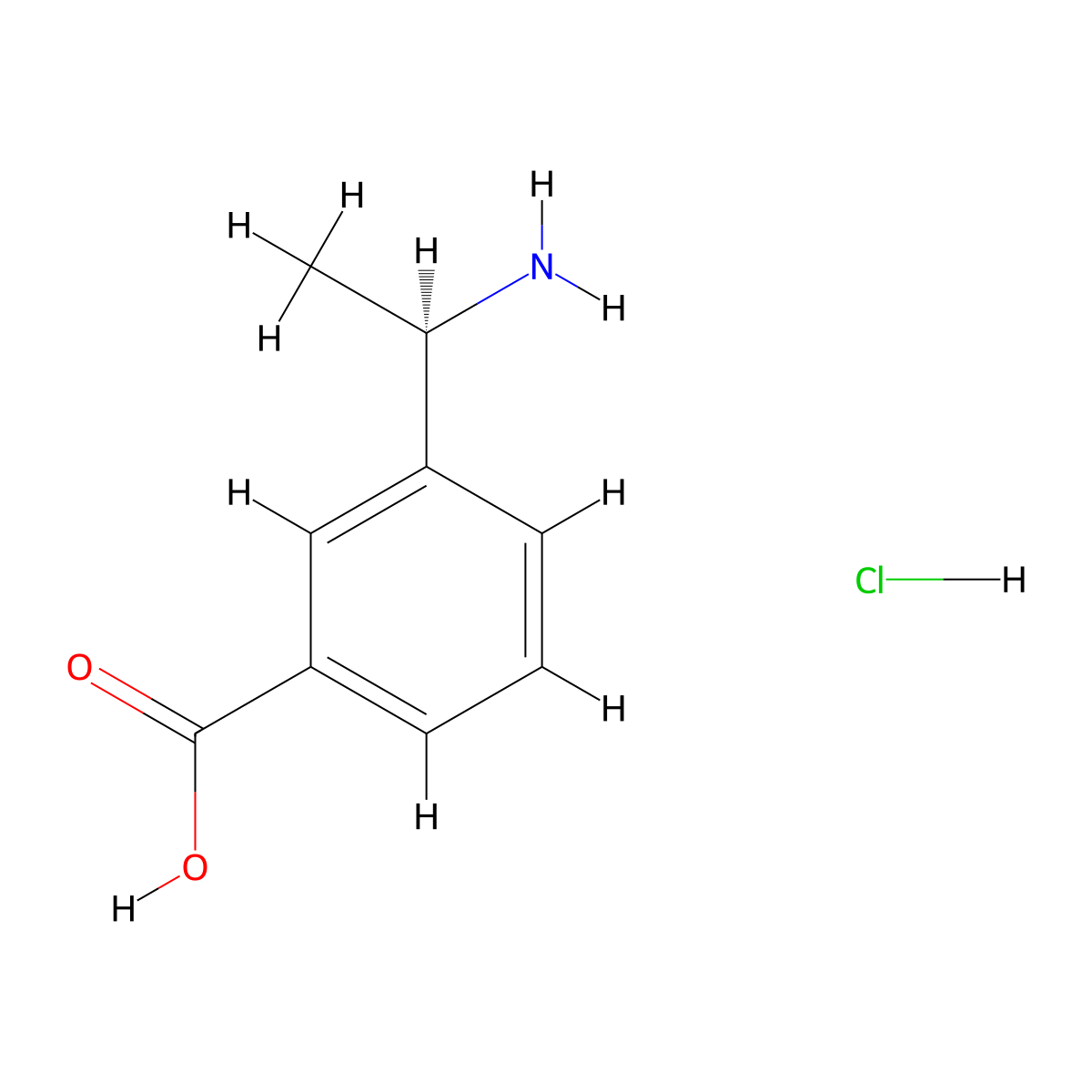 (R)-3-(1-Aminoethyl)benzoic acid hydrochloride molecular structure, CAS 1391437-37-8