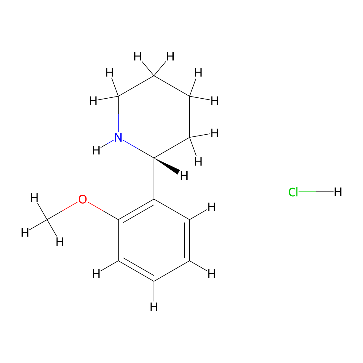(R)-2-(2-Methoxyphenyl)piperidine hydrochloride molecular structure, CAS 1391438-83-7