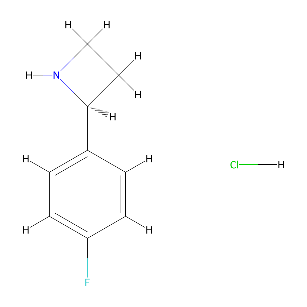 (S)-2-(4-Fluorophenyl)azetidine hydrochloride molecular structure, CAS 1391439-03-4