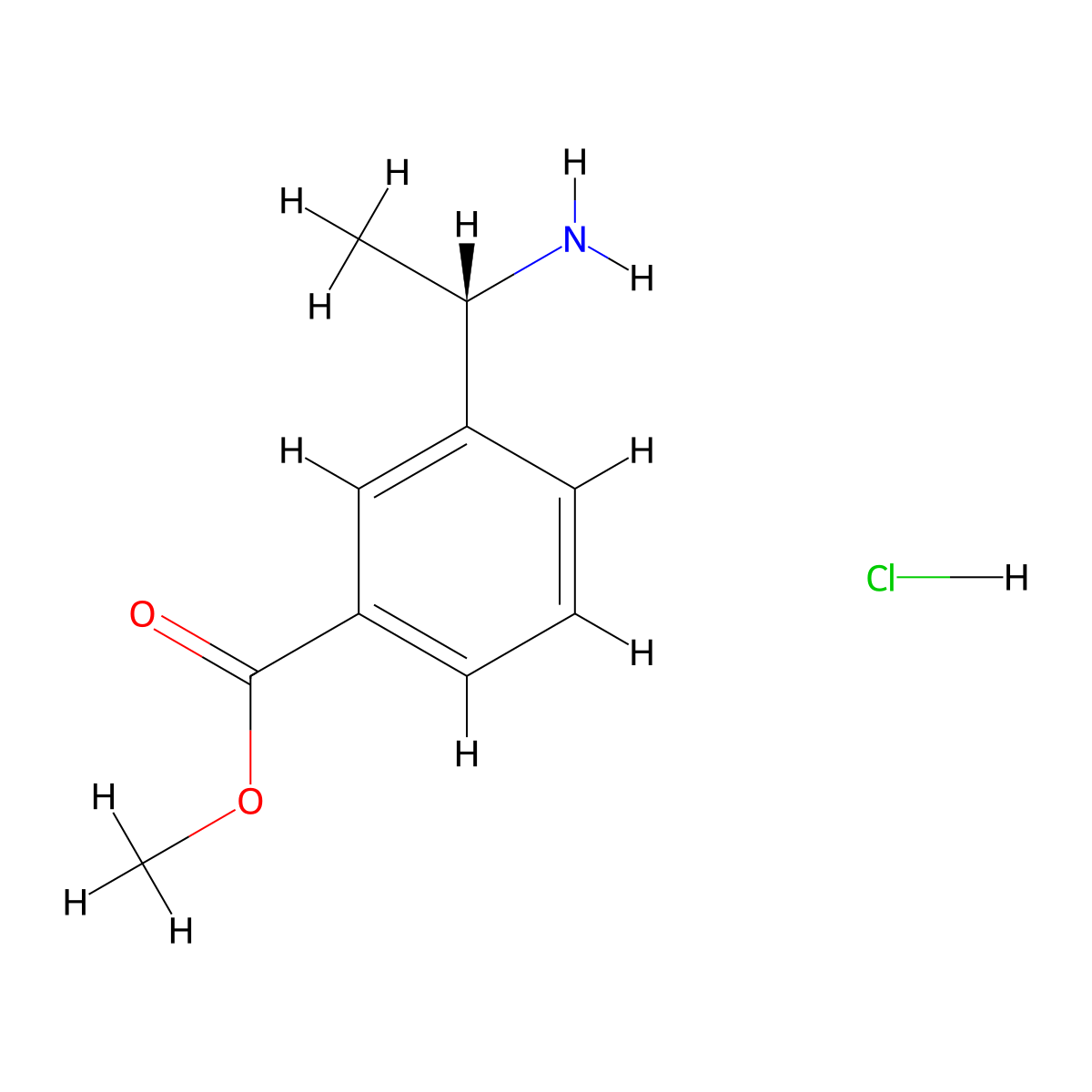 (S)-Methyl 3-(1-aminoethyl)benzoate hydrochloride molecular structure, CAS 1391439-19-2