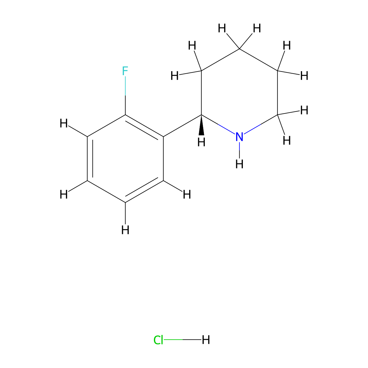 (S)-2-(2-Fluorophenyl)piperidine hydrochloride molecular structure, CAS 1391439-28-3