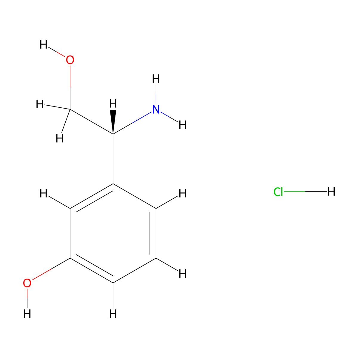 (R)-3-(1-Amino-2-hydroxyethyl)phenol hydrochloride molecular structure, CAS 1391439-54-5