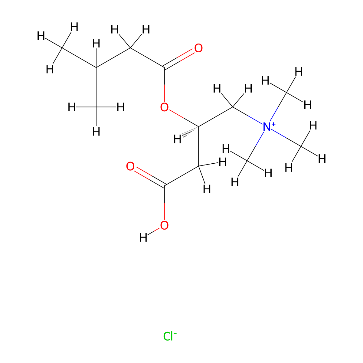 Isovaleryl l-carnitine chloride molecular structure, CAS 139144-12-0