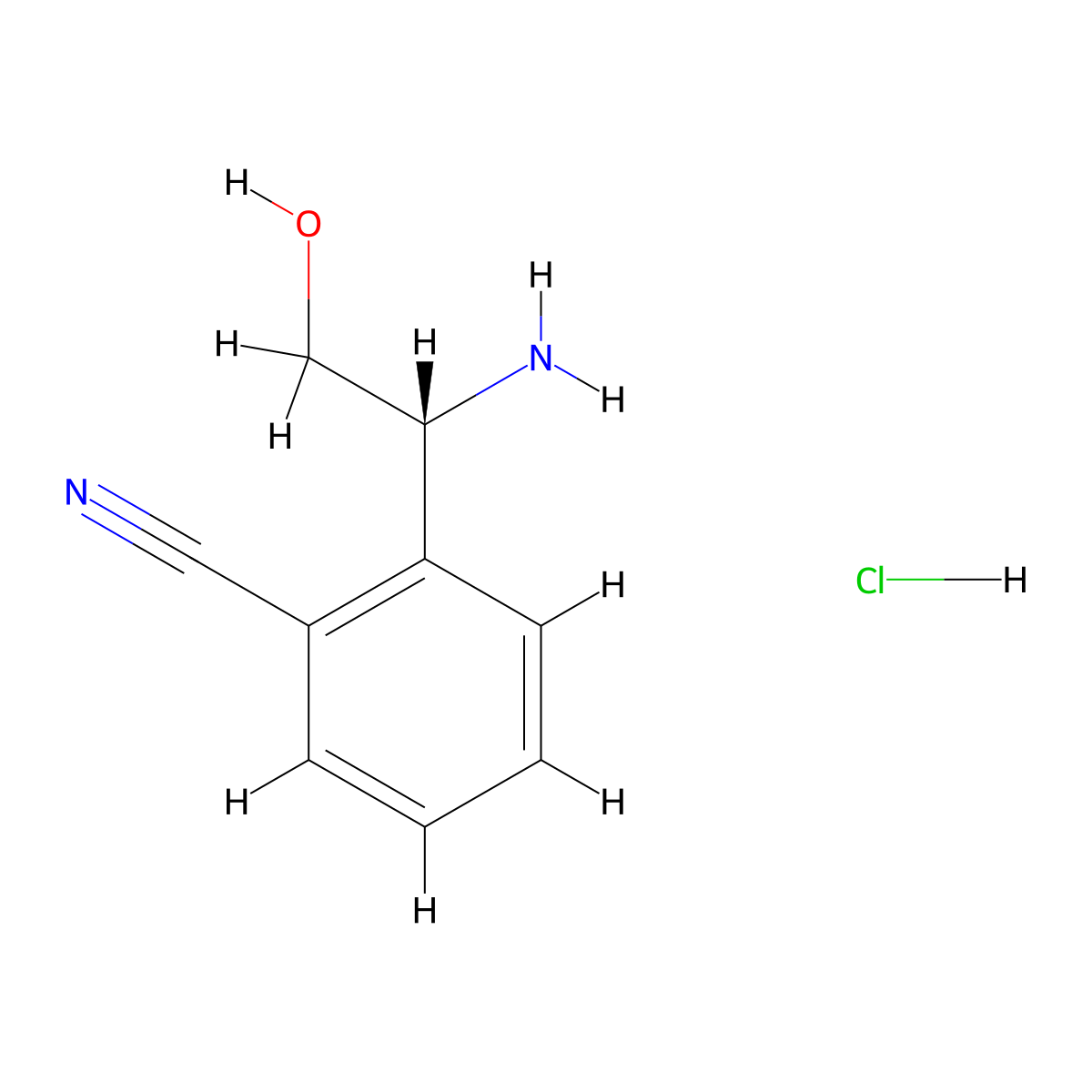 (R)-2-(1-Amino-2-hydroxyethyl)benzonitrile hydrochloride molecular structure, CAS 1391440-54-2