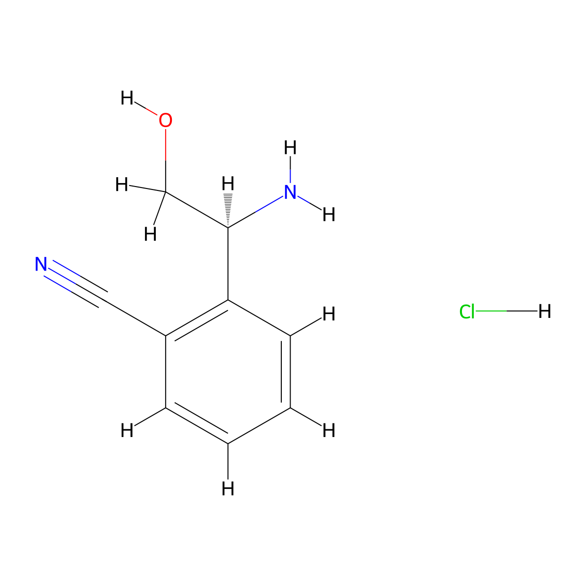 2-[(1S)-1-Amino-2-hydroxyethyl]benzonitrile hydrochloride molecular structure, CAS 1391441-26-1