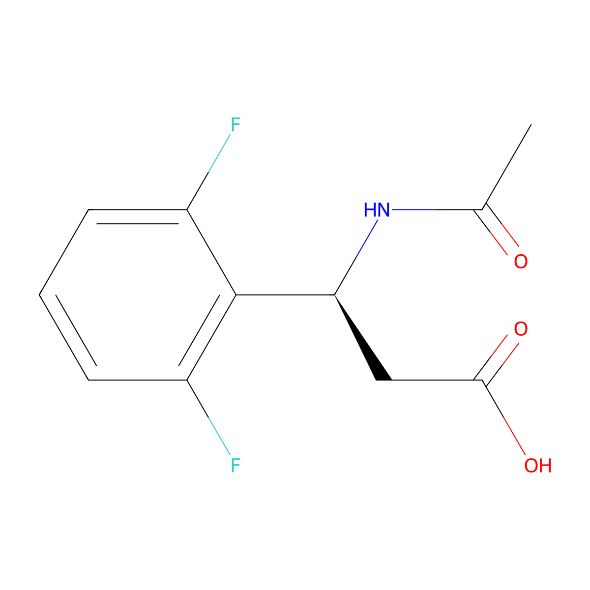 (3S)-3-(2,6-difluorophenyl)-3-acetamidopropanoic acid molecular structure, CAS 1391442-11-7