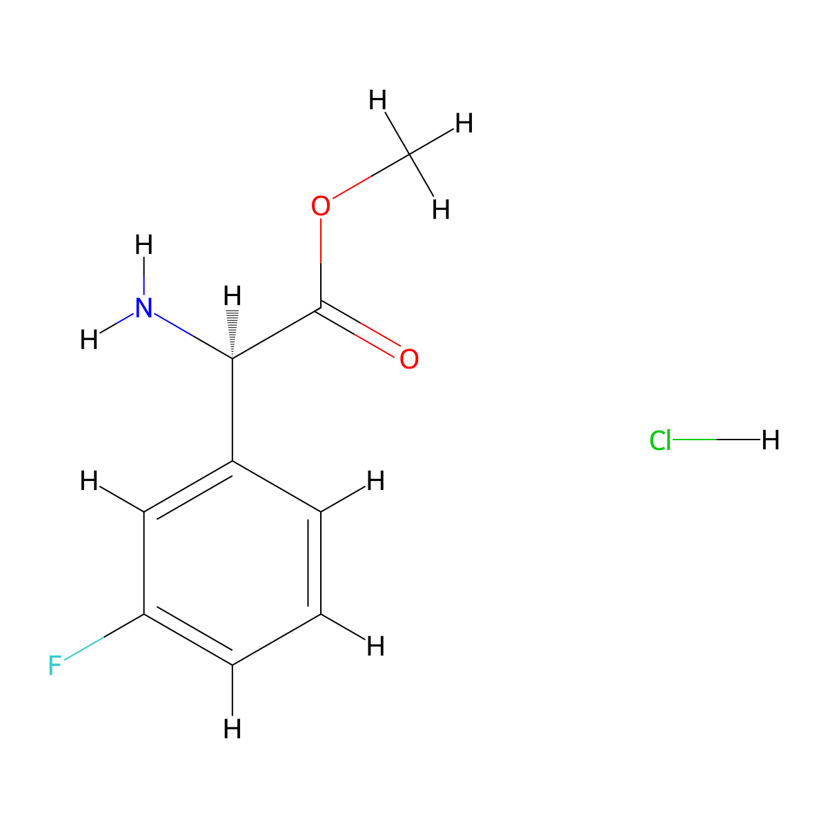 Methyl (R)-2-amino-2-(3-fluorophenyl)acetate hydrochloride molecular structure, CAS 1391442-40-2