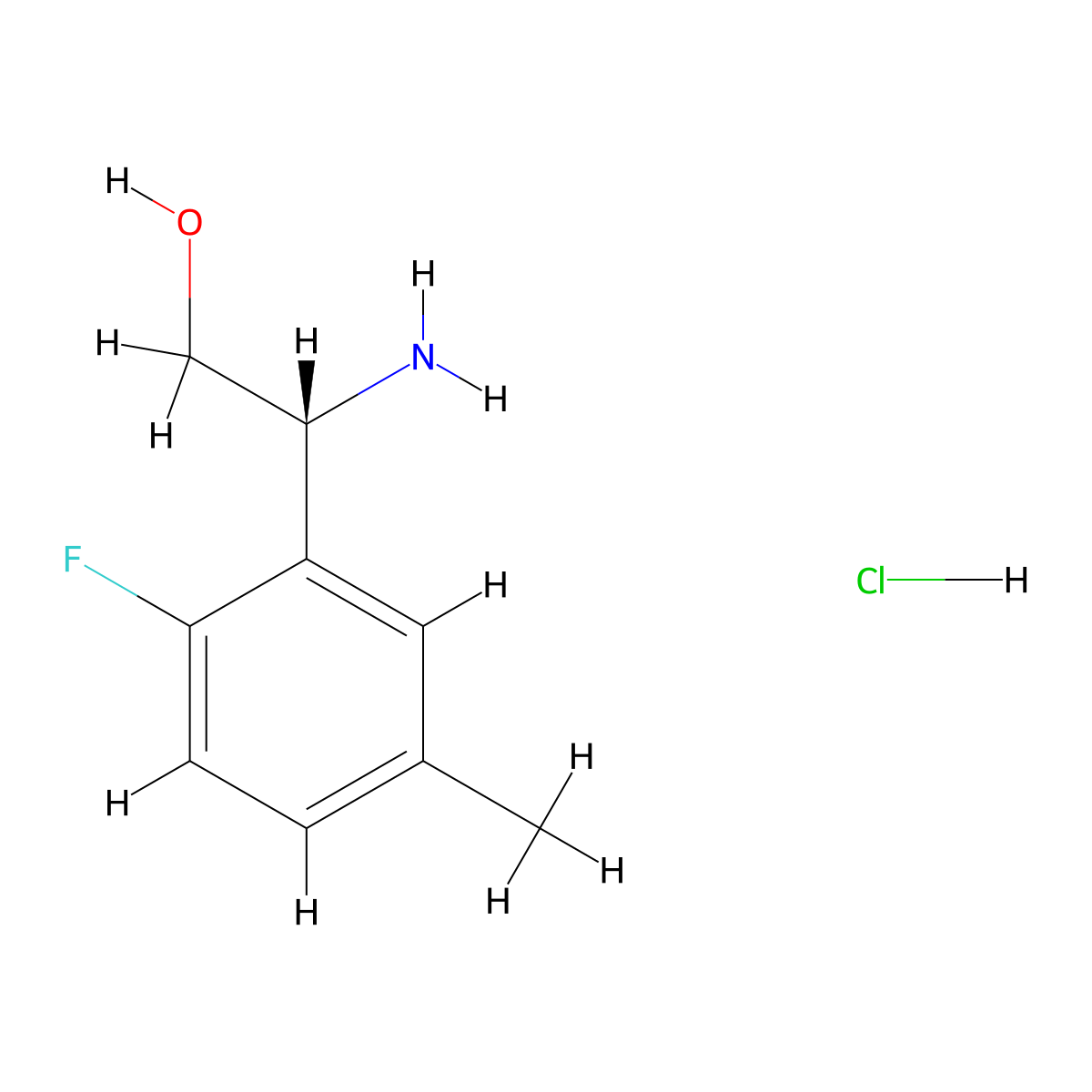 (R)-2-Amino-2-(2-fluoro-5-methylphenyl)ethan-1-ol hydrochloride molecular structure, CAS 1391443-39-2