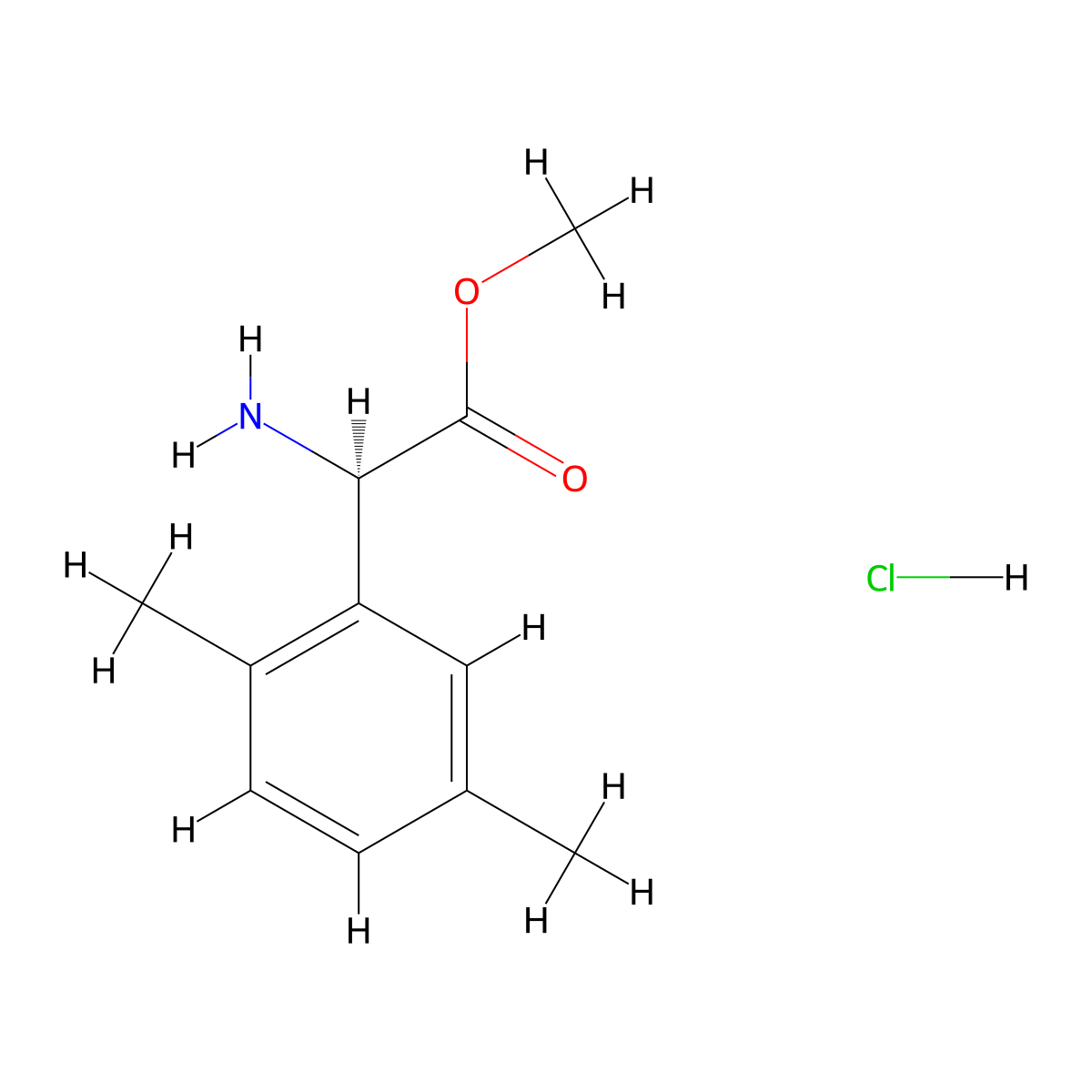 Methyl (R)-2-amino-2-(2,5-dimethylphenyl)acetate hydrochloride molecular structure, CAS 1391443-49-4