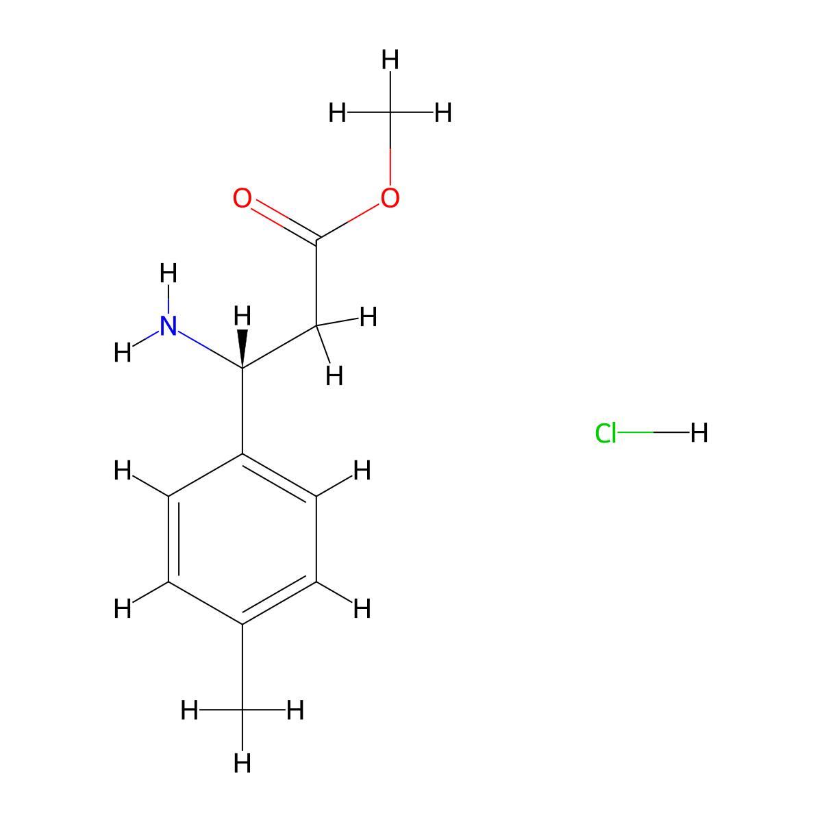 methyl (3R)-3-amino-3-(4-methylphenyl)propanoate hydrochloride molecular structure, CAS 1391444-01-1