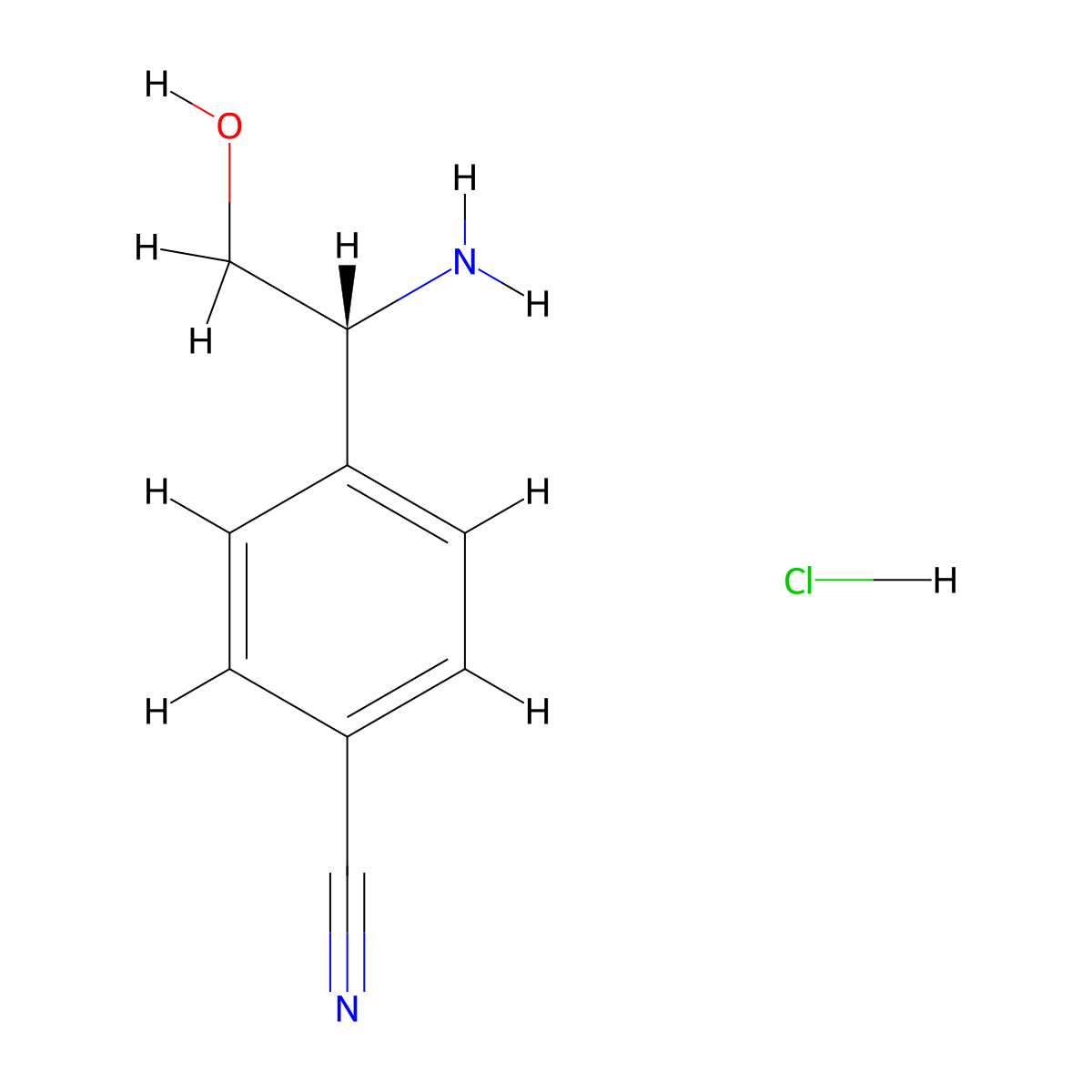 (R)-4-(1-Amino-2-hydroxyethyl)benzonitrile hydrochloride molecular structure, CAS 1391444-26-0