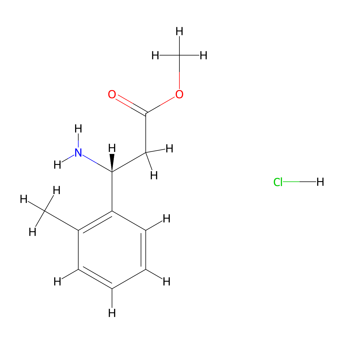 methyl (3R)-3-amino-3-(2-methylphenyl)propanoate hydrochloride molecular structure, CAS 1391444-33-9