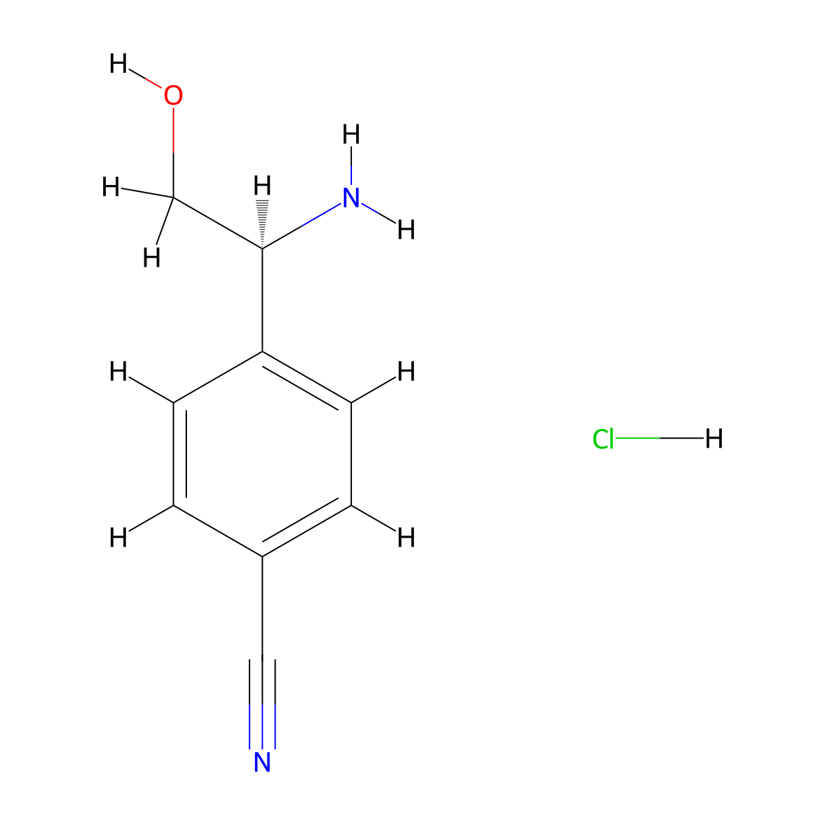 (S)-4-(1-Amino-2-hydroxyethyl)benzonitrile hydrochloride molecular structure, CAS 1391444-34-0