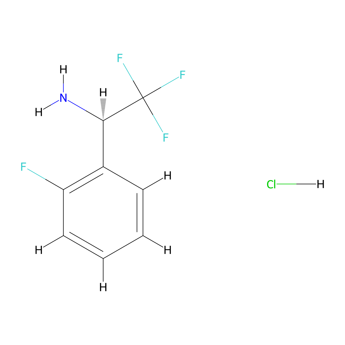 (R)-2,2,2-trifluoro-1-(2-fluorophenyl)ethan-1-amine hydrochloride molecular structure, CAS 1391445-45-6