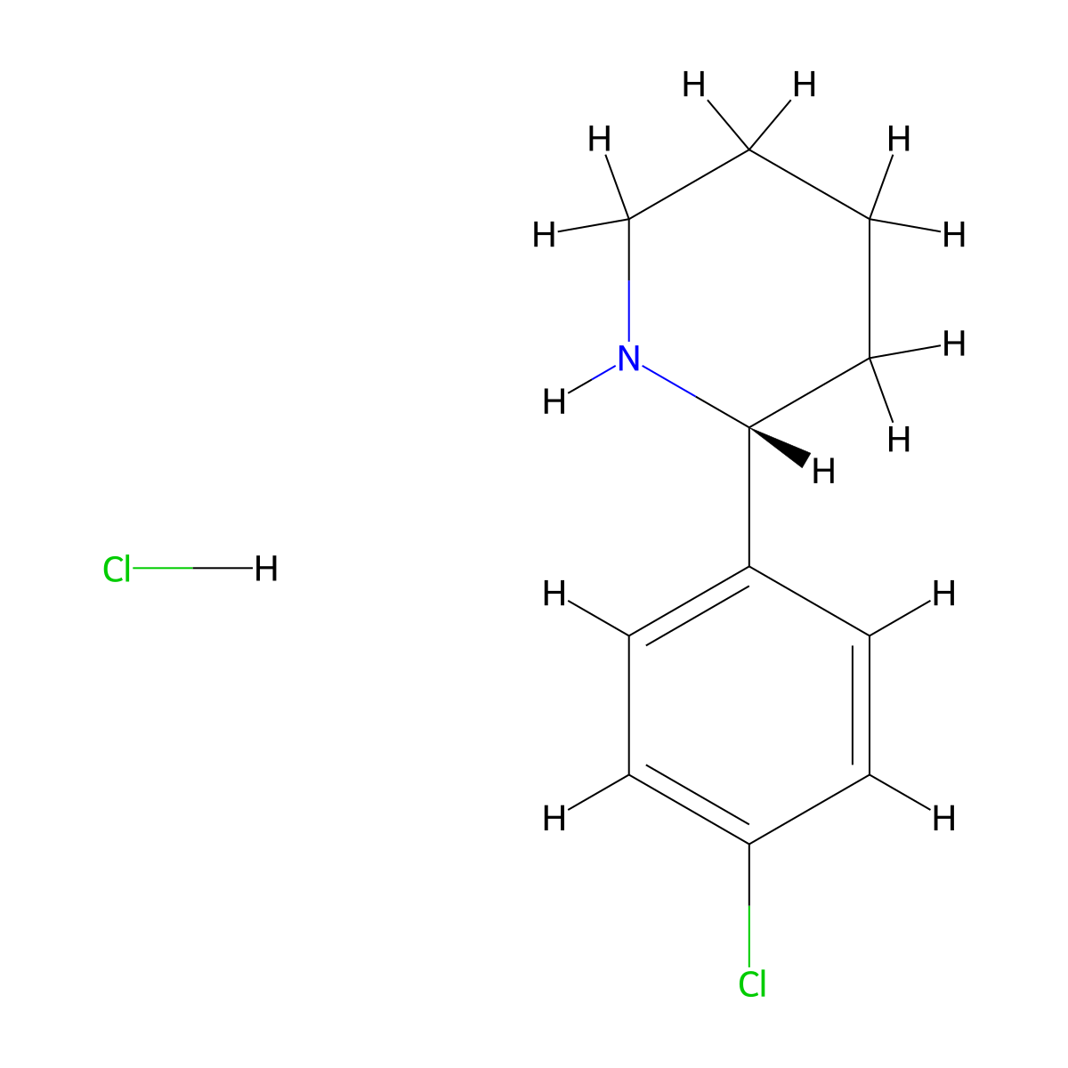 (R)-2-(4-Chlorophenyl)piperidine hydrochloride molecular structure, CAS 1391448-39-7