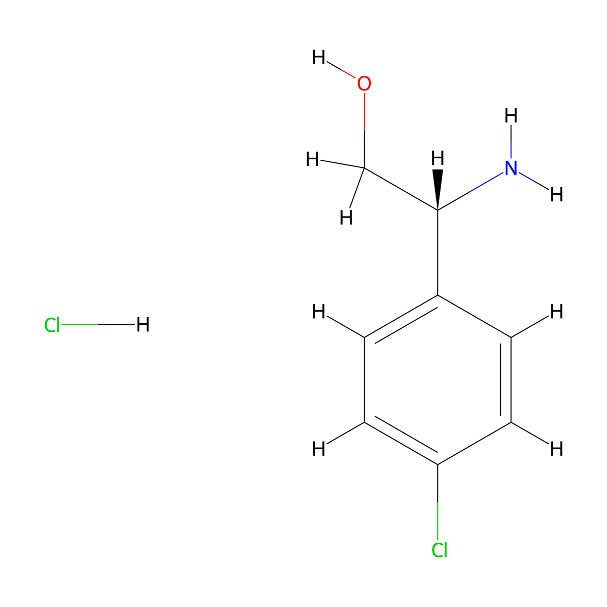 (R)-2-Amino-2-(4-chlorophenyl)ethanol hydrochloride molecular structure, CAS 1391448-75-1