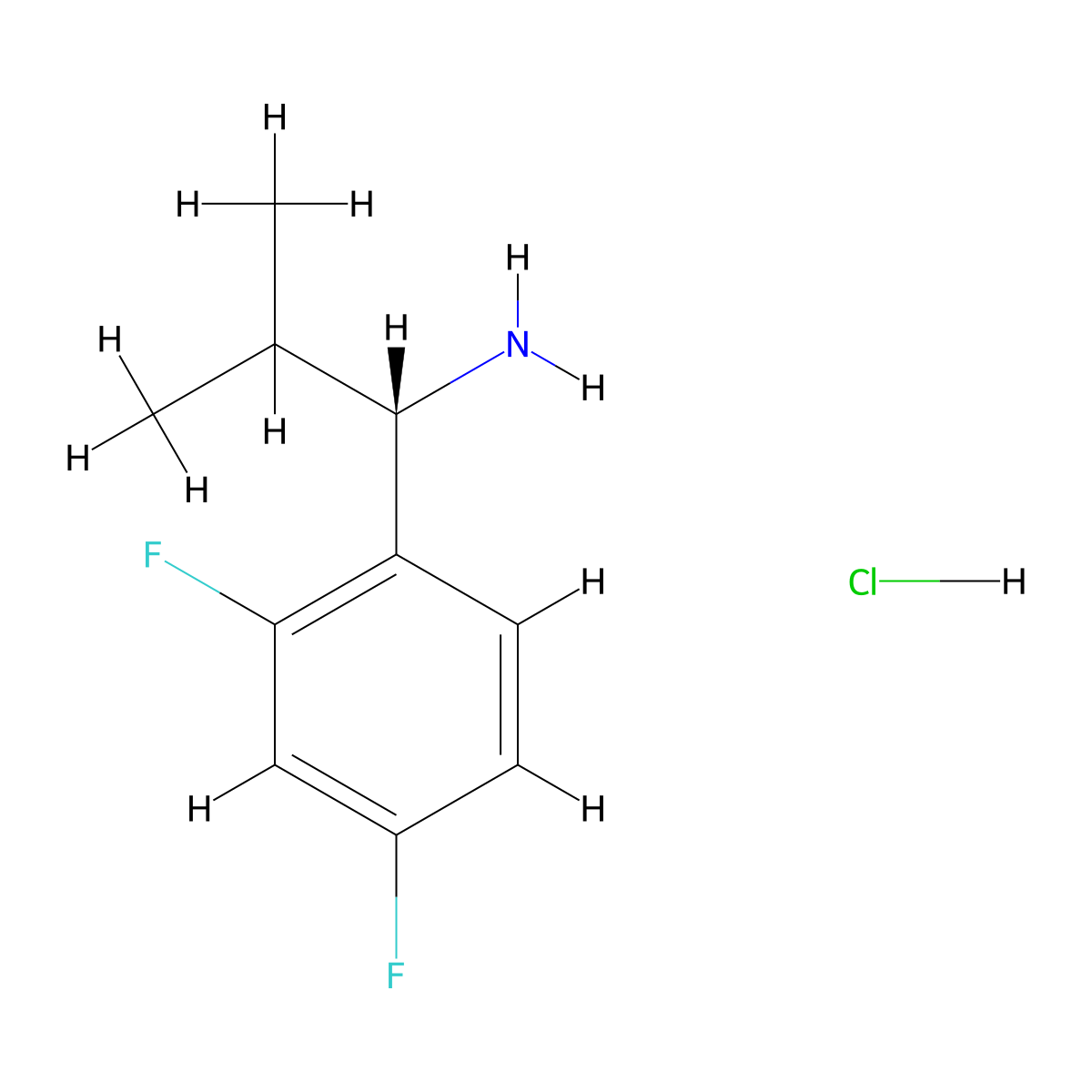 (S)-1-(2,4-Difluorophenyl)-2-methyl-1-propanamine Hydrochloride molecular structure, CAS 1391448-94-4