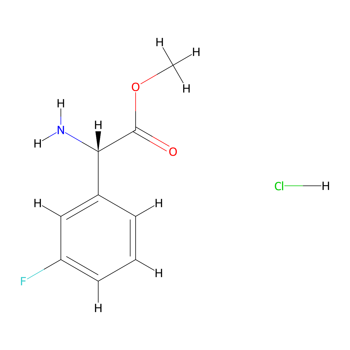 Methyl (S)-2-amino-2-(3-fluorophenyl)acetate hydrochloride molecular structure, CAS 1391450-46-6