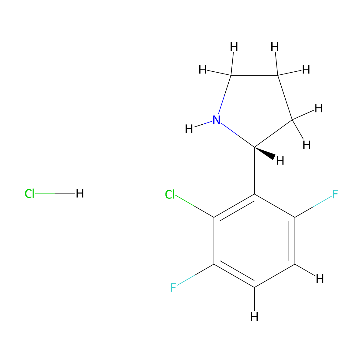 (R)-2-(2-Chloro-3,6-difluorophenyl)pyrrolidine hydrochloride molecular structure, CAS 1391451-65-2