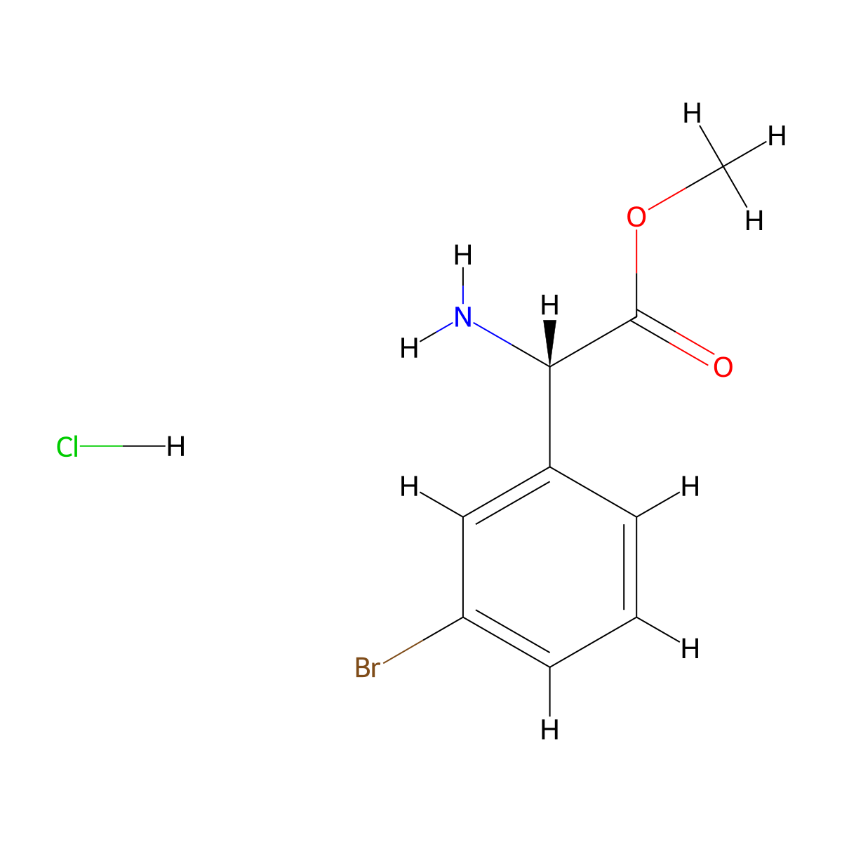 methyl (2S)-2-amino-2-(3-bromophenyl)acetate hydrochloride molecular structure, CAS 1391457-11-6