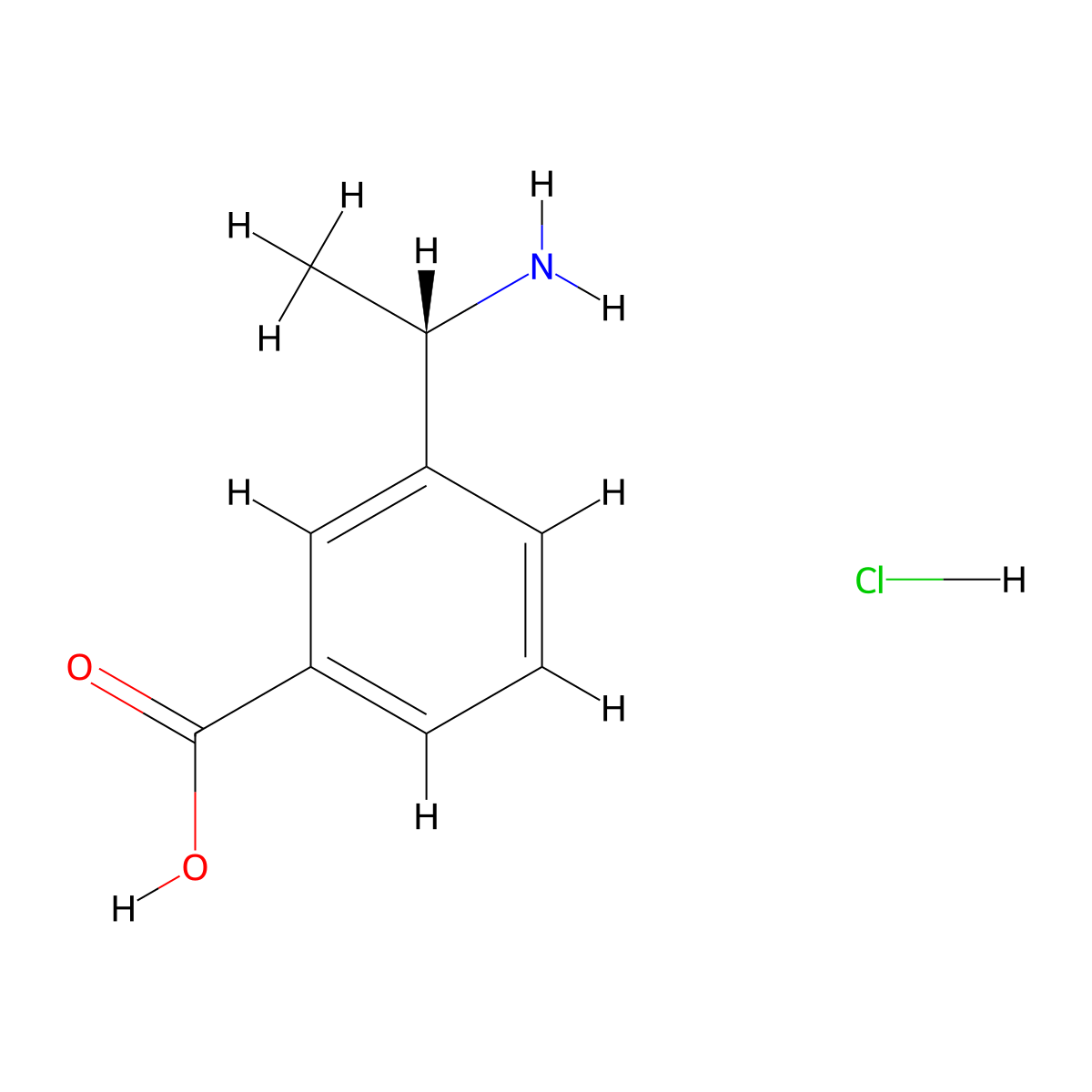 3-((1S)-1-aminoethyl)benzoic acid hydrochloride molecular structure, CAS 1391458-02-8