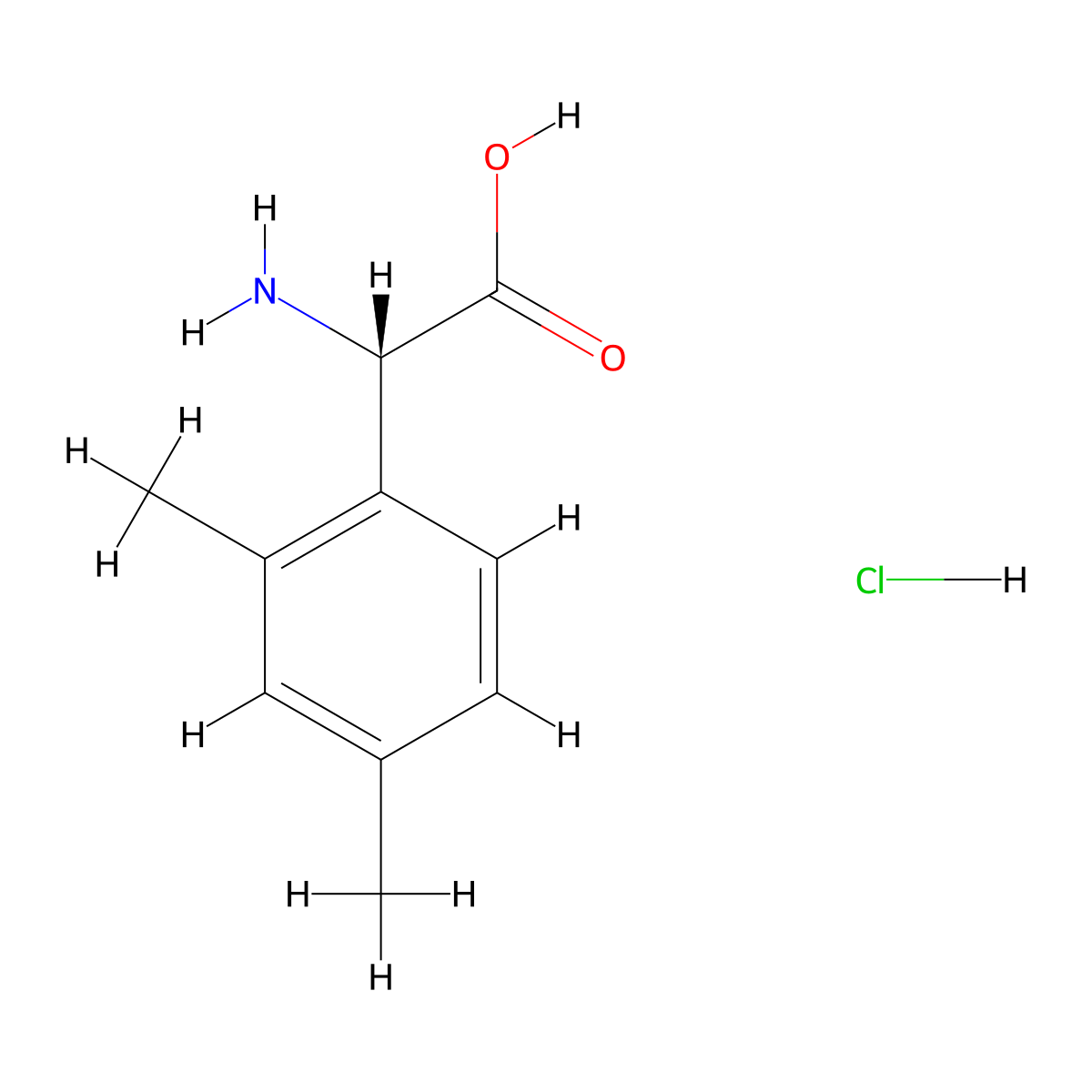 (S)-2-Amino-2-(2,4-dimethylphenyl)acetic acid hydrochloride molecular structure, CAS 1391458-97-1