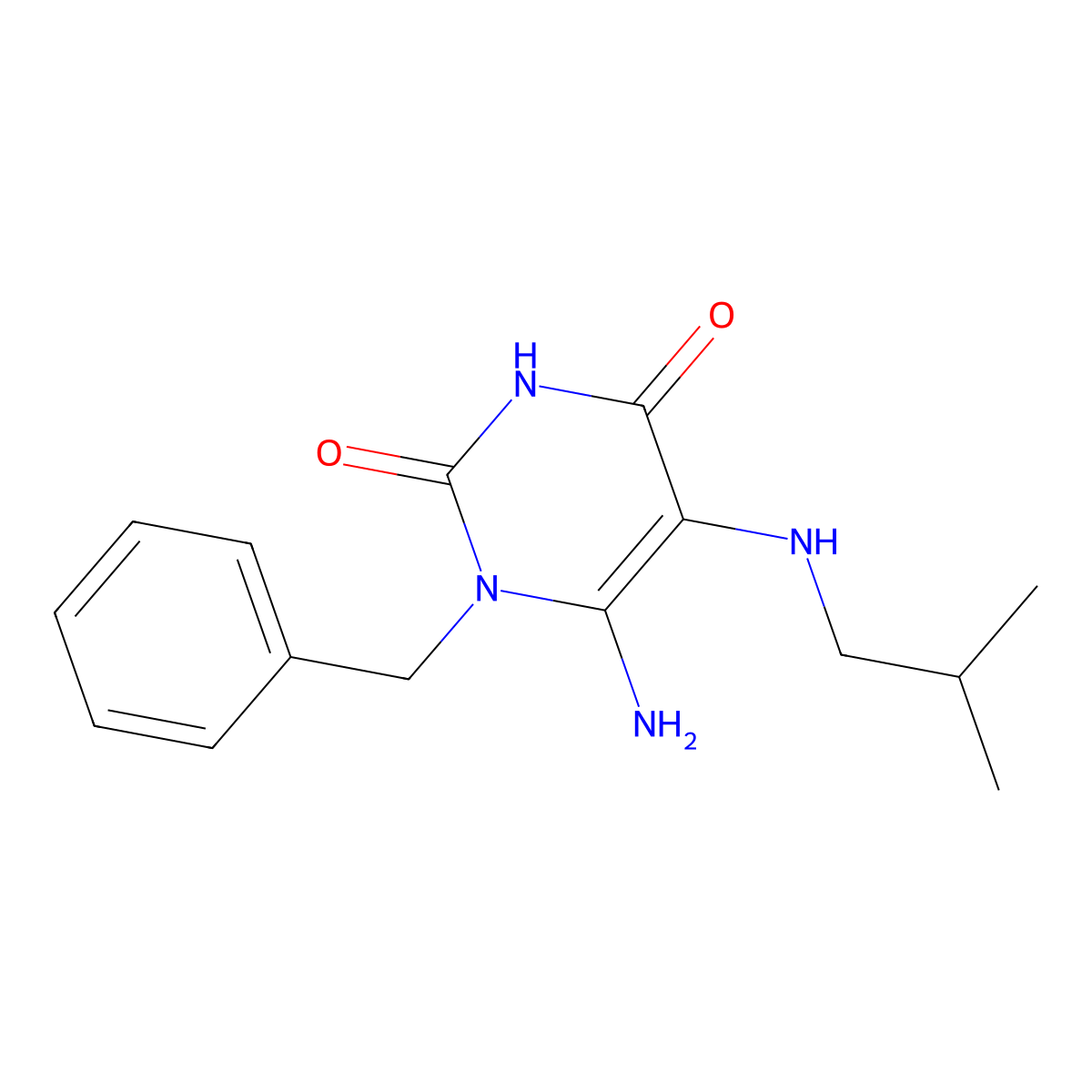 6-Amino-1-benzyl-5-isobutylamino-1H-pyrimidine-2,4-dione molecular structure, CAS 139146-72-8