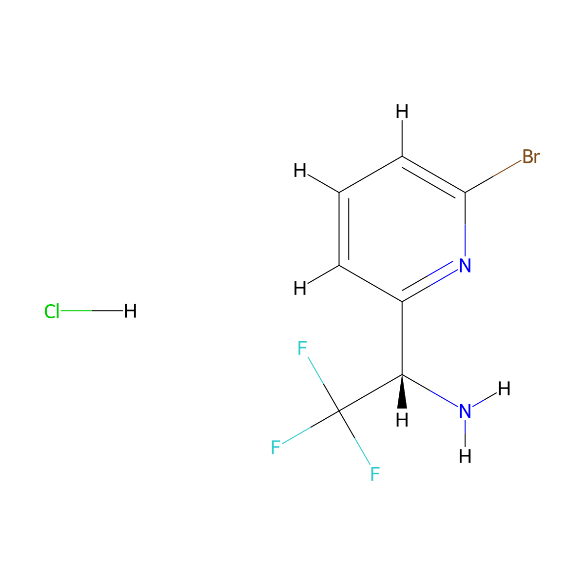 (S)-1-(6-bromopyridin-2-yl)-2,2,2-trifluoroethan-1-amine hydrochloride molecular structure, CAS 1391460-89-1