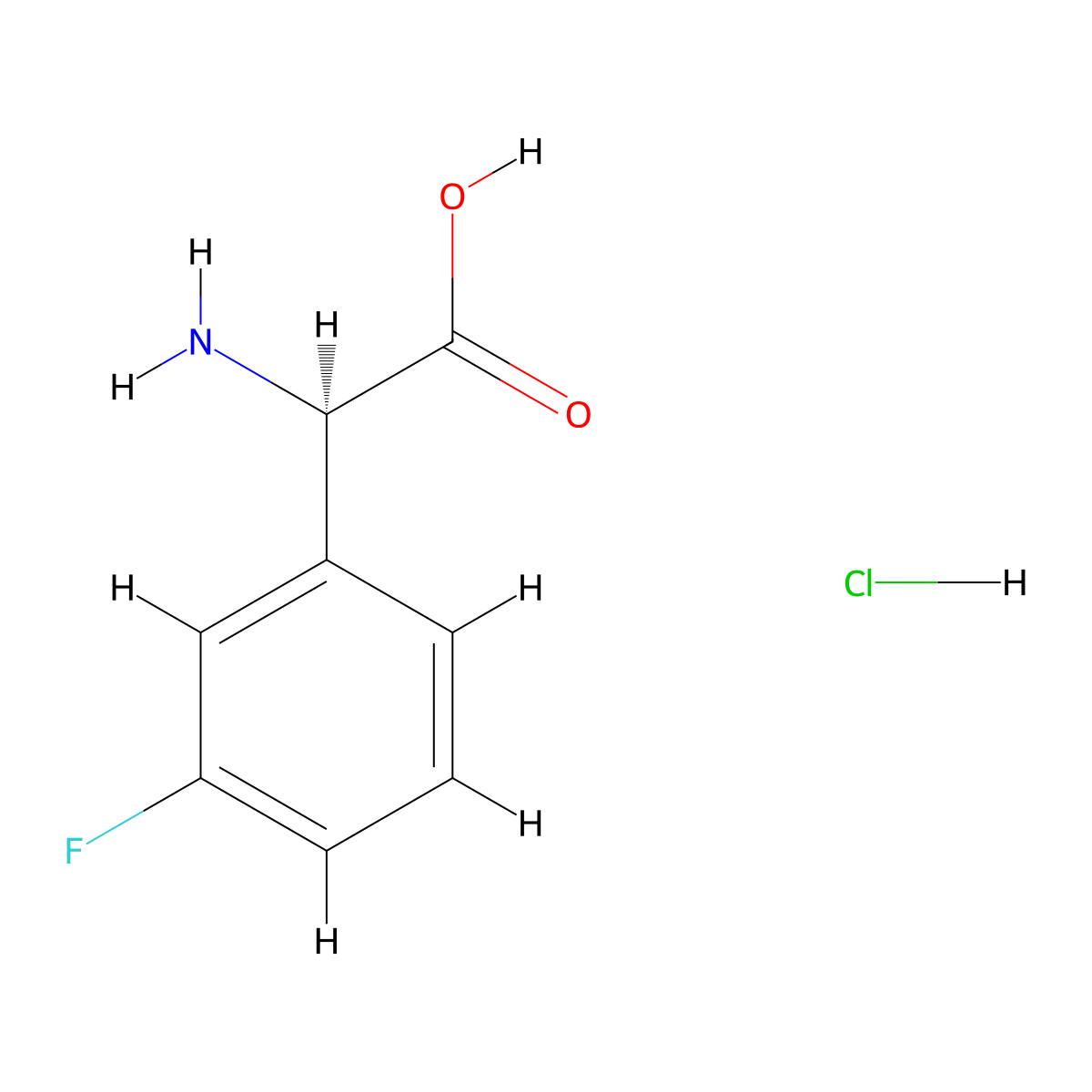 (2R)-2-amino-2-(3-fluorophenyl)acetic acid hydrochloride molecular structure, CAS 1391463-94-7