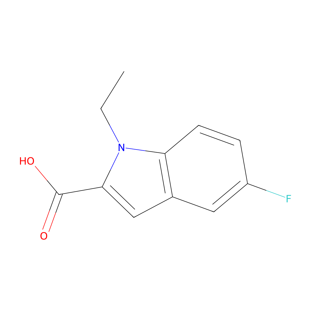 1-ethyl-5-fluoro-1H-indole-2-carboxylic acid molecular structure, CAS 1391467-29-0