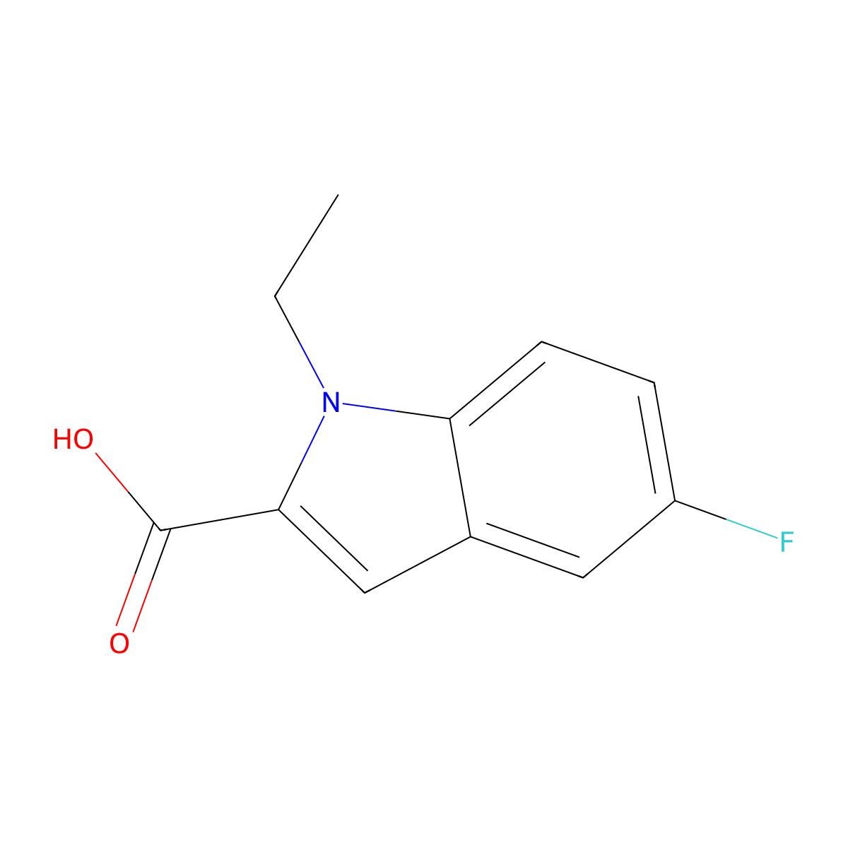 1-ethyl-5-fluoro-1H-indole-2-carboxylic acid molecular structure, CAS 1391467-29-0